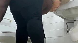 bathroom quickie with bbc left my ebony pussy dripping cum