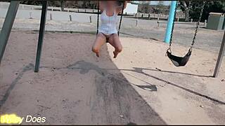 Wifey skips panties to flash her shaved pussy everywhere in public