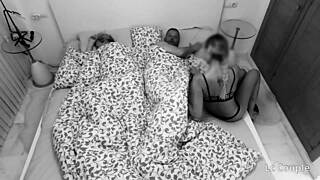 horny wife and friend sneak ffm cowgirl on night vision cam!