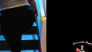 madurita stretches with young stud at gym so he can fuck her big ass pussy easier quickie