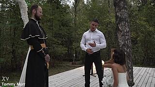 Bride slurps two monster cocks before wedding vows
