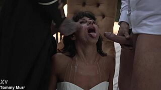 Bride slurps two monster cocks before wedding vows