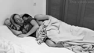 Horny husband spoons wife morning bedroom sex