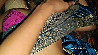 Chubby Indian bhabhi's saree up for boyfriend's huge cock cheating doggy blowjob