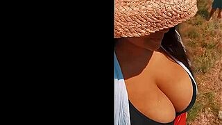 Does Busty Italian Bombshell Milf Tease Her Big Tits Outdoors in Spring Heat