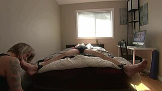 Milf Teases Bound Boyfriend's Feet And Cock To Begging Orgasm Part 2