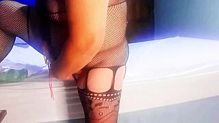 mature bbw milf masturbates then rides cock for creampie