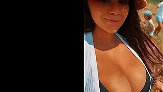 Does Busty Italian Bombshell Milf Tease Her Big Tits Outdoors in Spring Heat