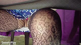 Chubby wife squirts wildly from remote vibrator at public camp