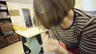 horny housewife moans sensually blowing cock then riding reverse cowgirl passionately