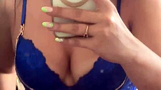 blue lace tease on my mirror soaked with my squirt stains