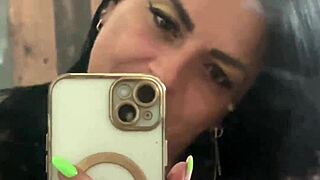 blue lace tease on my mirror soaked with my squirt stains