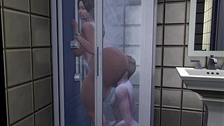 naughty big ass milf maid showers her huge tits