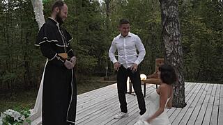 Slut bride swallows cum takes double vaginal at wedding