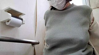 Wanna watch this married bride finger her wet pussy in the toilet?