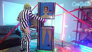 BEETLEJUICE COSPLAY THREESOME ROCKS WITH WEDNESDAY ADDAMS BIG TITS STEPMOM!