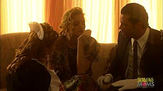 😈 naughty blonde maid's tiny tits bounce as butler pounds her pussy while boss away 🏠💦