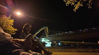 exhibitionist hires street whore public pov handjob big tits flash