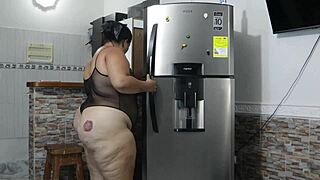 Big ass bent over fridge fuck drips with pleasure