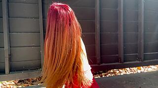 im horny big tits artemisia love flashing outdoors long hair bouncing