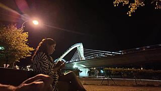 exhibitionist hires street whore public pov handjob big tits flash