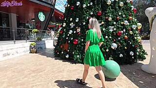 does this milf's walk turn naughty with buzzing vibrators under her dress?