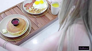 Naughty Milf Serves Dripping Pussy Breakfast Creampie Surprise!