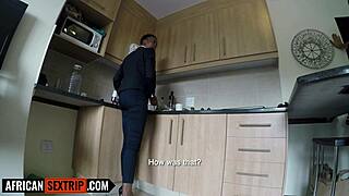 Big Tits Ebony Milf Gags on Monster Cock Landlord's Sloppy Deepthroat POV