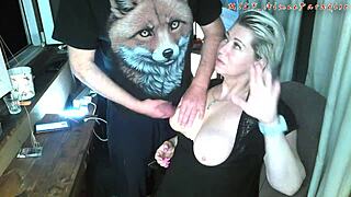 Old Fox Squeezes Young Bitch Tits She Sucks Cock Grateful