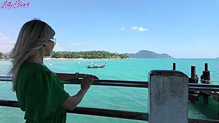 does this milf's walk turn naughty with buzzing vibrators under her dress?