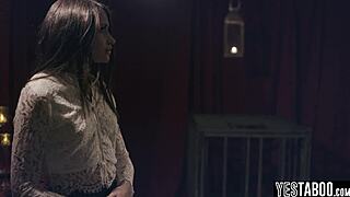 Tiny gorgeous milf gets punished hard by mature bf in garage