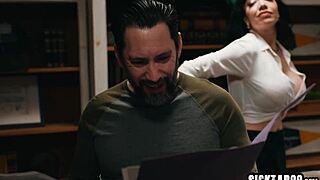 oh man, desperate latina milf drops knees for rough office blowjob lick!