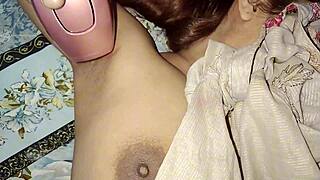 Stepbrother Shaves Stepsister's Pussy and Body Bare for Tight Fuck