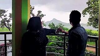 Indian Milf Deepthroats Husband on Wedding Anniversary with Juicy Hairy Pussy Lick