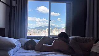 Juicy BBW bodybuilder milf rides cock after oily massage