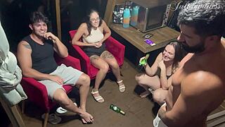 my first truth or dare game with hot wives turned into clothes-ripped orgy fucking!