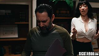 oh man, desperate latina milf drops knees for rough office blowjob lick!