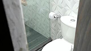 Shower hides mature woman's secret solo fingering frenzy with juicy curves and steamy moans