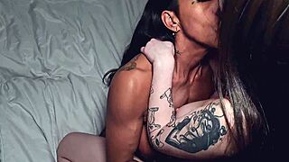 friend's huge curvy wife wakes for intense kisses and real pounding