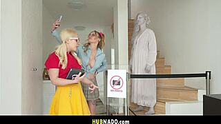 Statue's Solid COCK Makes Oiled Lesbians Squirt Strapon Group Fuck Wild!