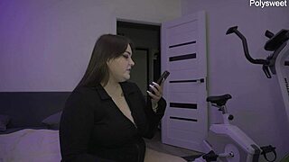 bbw tutor whips couple backstage pegging husband with femdom jerk off commands