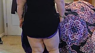 Bbw Teases Huge Tits Stripping Black Dress Slowly