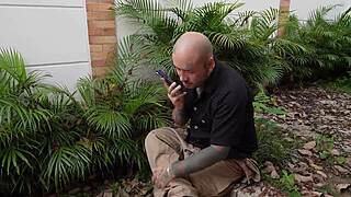 hot milf bends over wet pussy for gardener's hard doggystyle spanking and riding