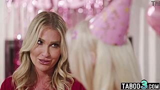 hot blonde teen stepdaughter gets mommy's wet pussy treat