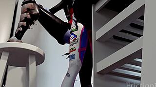 d va bends over taking big cock bareback doggystyle in kitchen