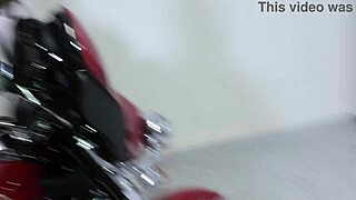 marvelle bounces wildly on huge black cock harley ride