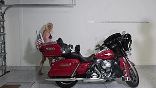 marvelle bounces wildly on huge black cock harley ride