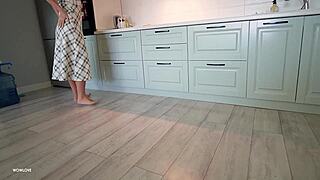 Step son, your boner is huge while i'm cooking... wanna cum all over mommy's big round ass shaking in the kitchen?