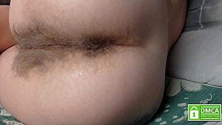 Pushing Out Anal Beads Hands-Free from Sexy Hairy Asshole Close-Up