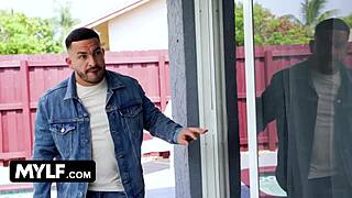 Big Titty MILF Boss Spots Babysitter's Pussy Licked by Boyfriend on Her Own Couch